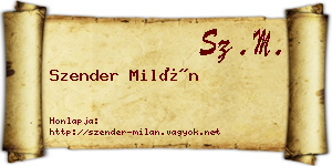 Szender Milán névjegykártya