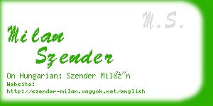 milan szender business card